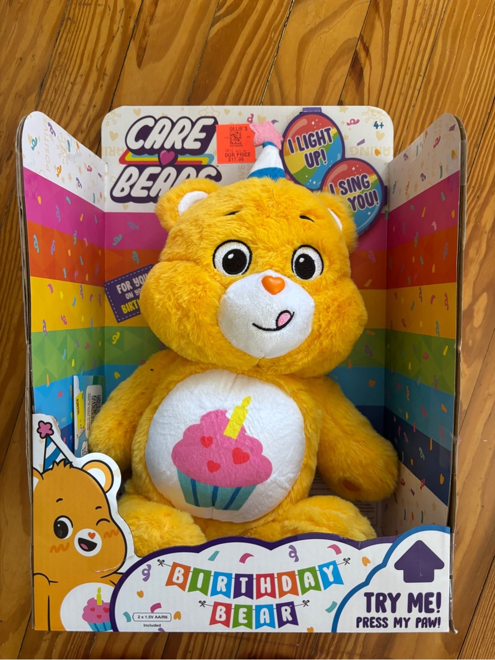 Care Bears Birthday Bear Plush - Yellow with Pink & Blue Accents - Picture 2 of 2